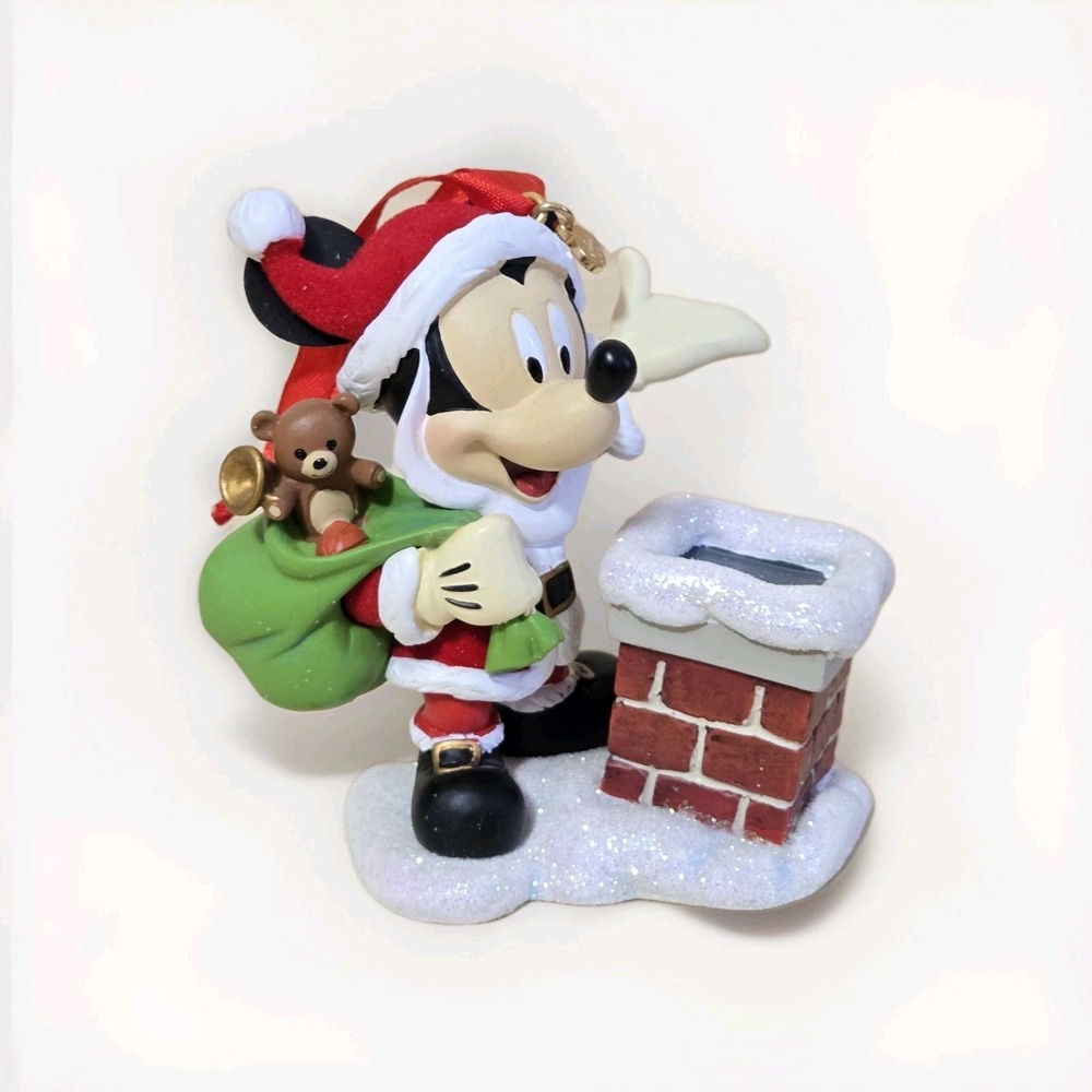 Disney 2013 Sketchbook Santa Claus Mickey Mouse Chimmey Christmas Ornament W Box